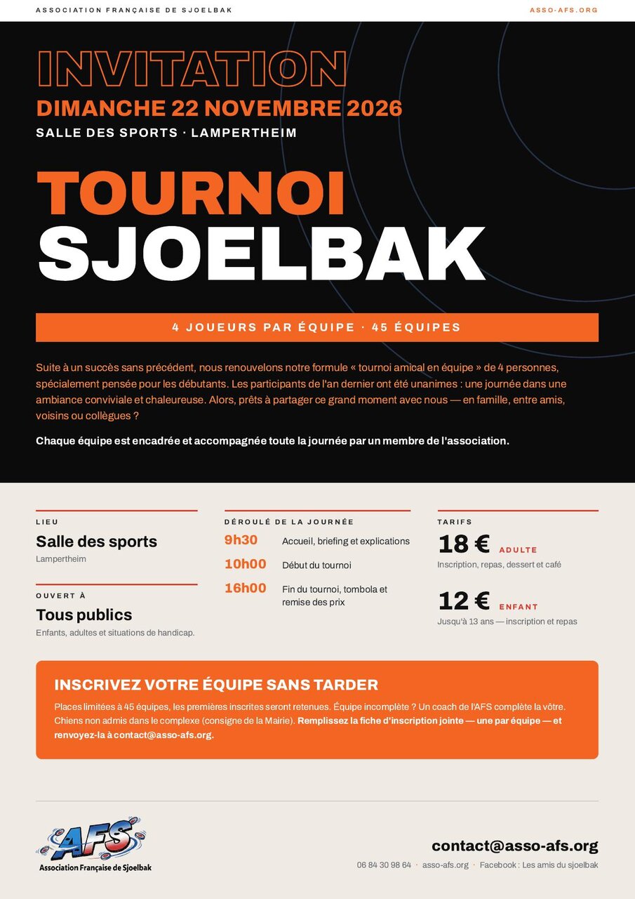 Le grand rendez-vous de l'année : tournoi pour débutants en équipe le 22 novembre